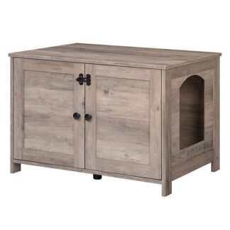 حاوية صندوق الفضلات, أثاث قمامة القمامة مع مقسم قابل للإزالة, أثاث صندوق القمامة المخفي الكبير, منزل القط الخشبي, طاولة جانبية نهاية, جريج