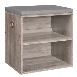 مقعد أحذية صغير مع وسادة, مقعد صغير للمدخل, رف قابل للتعديل, مقعد رف الأحذية مع مساحة تخزين لغرفة النوم, المدخل, غرفة الجلوس, جريج