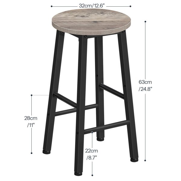 Joukko 2 Vastakorkeuspalkin jakkarat, Industrial Grey & Black Kitchen Bar Chairs with Footrests, Sopii ruokasaliin, Kitchen and Bar