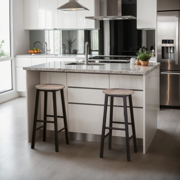 Joukko 2 Vastakorkeuspalkin jakkarat, Industrial Grey & Black Kitchen Bar Chairs with Footrests, Sopii ruokasaliin, Kitchen and Bar