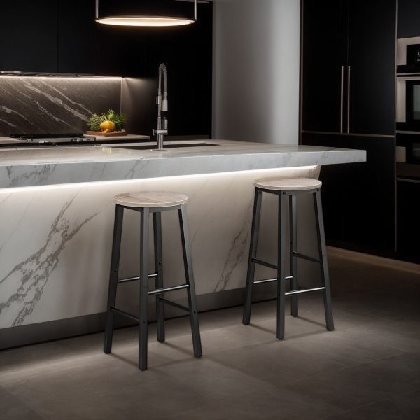 Joukko 2 Vastakorkeuspalkin jakkarat, Industrial Grey & Black Kitchen Bar Chairs with Footrests, Sopii ruokasaliin, Kitchen and Bar