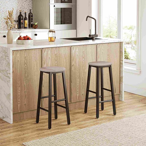 Joukko 2 Vastakorkeuspalkin jakkarat, Industrial Grey & Black Kitchen Bar Chairs with Footrests, Sopii ruokasaliin, Kitchen and Bar