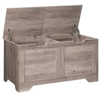 Coffre de rangement avec 2 Couvercles, 39.4 dans Banc de rangement, Coffre de rangement avec séparateur interne, Banc à chaussures, pour l'entrée, Salon, Chambre à coucher, Grège