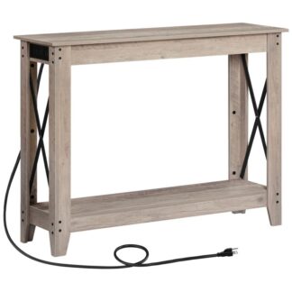 39.4" τραπεζάκι κονσόλας στενό τραπέζι καναπέ με πρίζες & θύρες usb διάδρομος