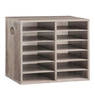 منظم الأدب الخشبي, 12-SLOT FILE SARTER, خزف البريد القابل للإزالة, صندوق بريد الفصل الدراسي, منظم البريد, منظم تخزين الورق, للمكتب, يذاكر, قاعة الدراسة, رمادي