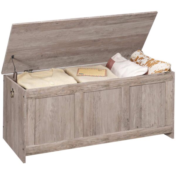 Banc de rangement HOOBRO, 39.3" Coffre de rangement en bois rétro, Tronc de rangement en bois, Coffre jouet avec dessus de levage, Organisateur d'entrée multifonctionnel, pour l'entrée, Salon, Gris