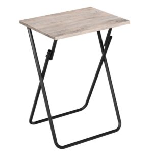 Folding TV Tray Table, Sofa Snack Table, Side Table for Small Space, Foldable Coffee Stand, Laptop End Table, Beverage Table, for Living Room, Bedroom, Kitchen, Grey and Black