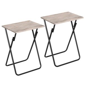 folding tv tray table, sofa snack table, side table for small space, foldable coffee stand, laptop end table, beverage table, for living room, bedroom, kitchen, grey and black