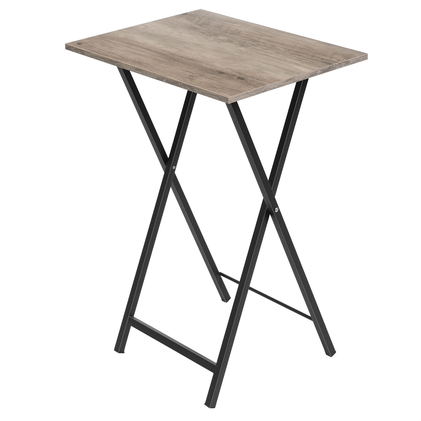 Folding TV Tray Table, Stable Portable Snack & Meal Table, Space-Saving Sofaside Desk with Easy Assembly and Storage, Suitable for Living Room, Grey & Black