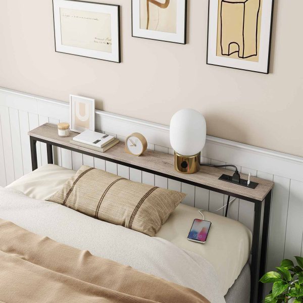 47.2-Inch Narrow Console Table with Integrated Power Outlets, Slim Behind-Couch Table Equipped with Charging Station, Long Thin Entryway Table for Foyer, Wohnzimmer & Flur, Grey Finish