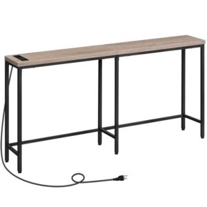 Extra Long Console Table, Narrow Entryway Table, Sofa Table Behind Couch, Skinny Hallway Table, Living Room, Corridor, Grey and Black