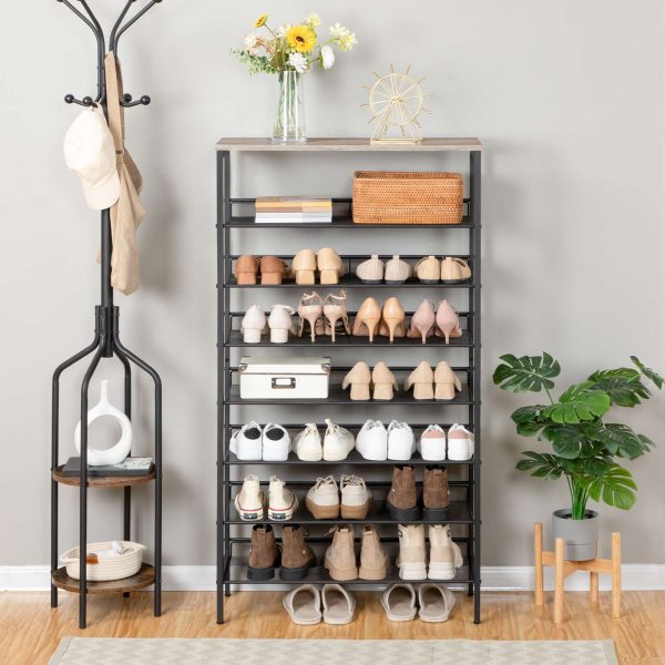 8-رف الأحذية الطبقة, رف تخزين شبكي ثابت مع وظيفة قابلة للتعديل, يستوعب 21-28 أزواج, تصميم موفر للمساحة للمدخل, غرفة المعيشة وغرفة النوم