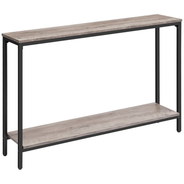Industrial Narrow Console Table with Double Shelves, 120cm Entryway Sofa Table, Wood-Look Accent Storage Table for Living Room, Hallway, Foyer & Office