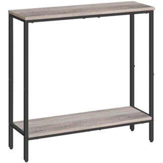 29.5 Inches Console Table, Narrow Entryway Table with Shelves, Small Sofa Table, Side Table, Display Table, for Hallway, Living Room, Bedroom, Foyer, Greige and Black