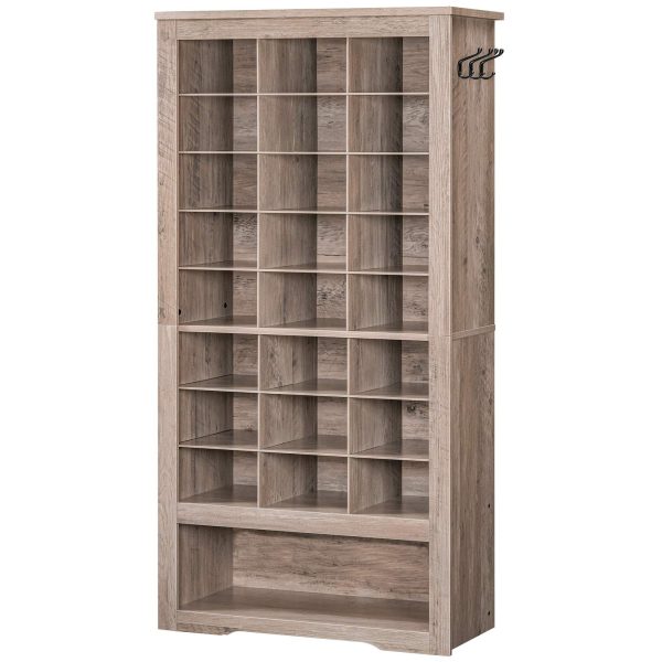 8-Tier Heavy-Duty Shoe Cabinet, Freestanding Shoe Storage Unit with 24 Compartments & 3 Hooks, Multi-Scenario Organizer for Entryway, Closet & Living Room