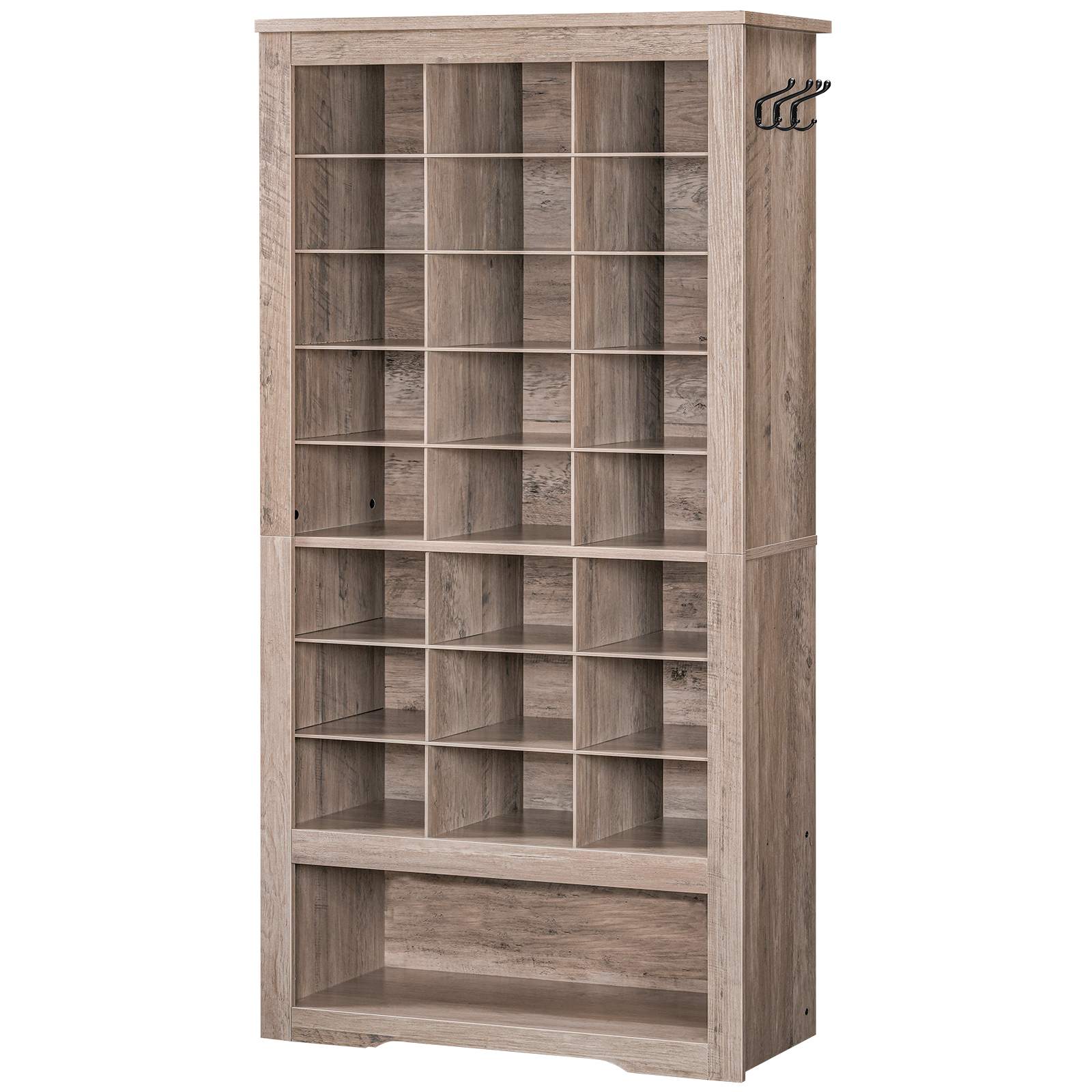 8-Tier Heavy-Duty Shoe Cabinet, Freestanding Shoe Storage Unit with 24 Compartments & 3 Hooks, Multi-Scenario Organizer for Entryway, Closet & Living Room