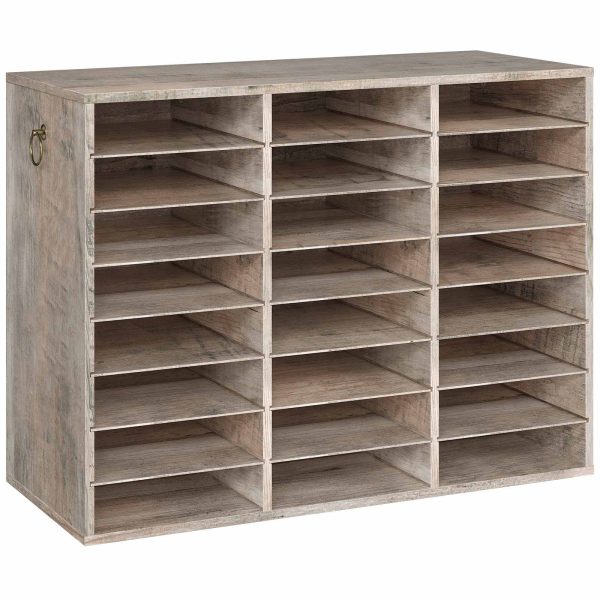 27-Přihrádkový dřevěný organizér na literaturu, Grey Countertop Mail Sorter with Adjustable Shelves, Vhodné do domácnosti, Kancelář, School and Classroom Student Mailbox