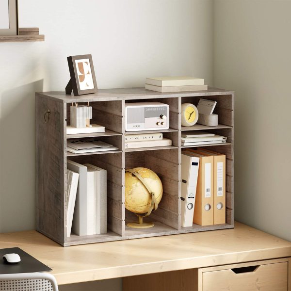 27-Přihrádkový dřevěný organizér na literaturu, Grey Countertop Mail Sorter with Adjustable Shelves, Vhodné do domácnosti, Kancelář, School and Classroom Student Mailbox