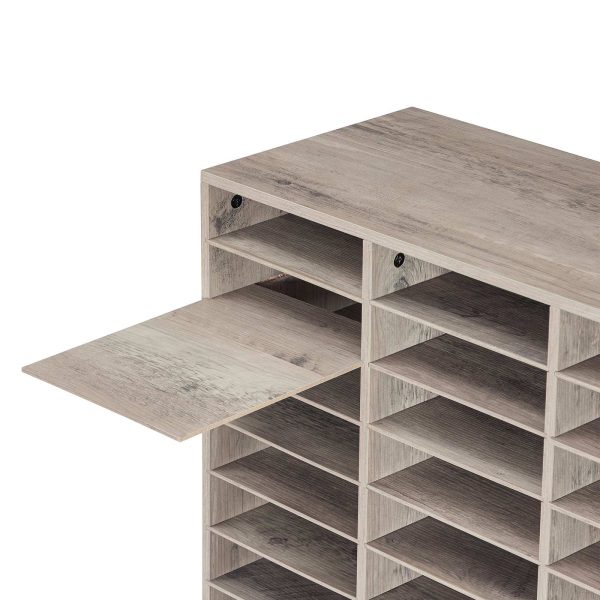 27-Přihrádkový dřevěný organizér na literaturu, Grey Countertop Mail Sorter with Adjustable Shelves, Vhodné do domácnosti, Kancelář, School and Classroom Student Mailbox