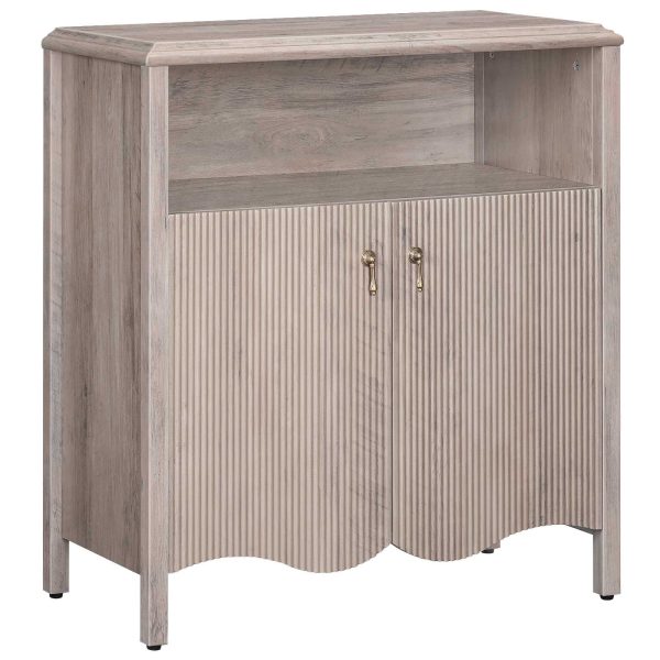 Oriental-Style Greige Console Table, Engineered Wood Entryway Storage Cabinet with Adjustable Shelf, Multi-Scenario Buffet Sideboard