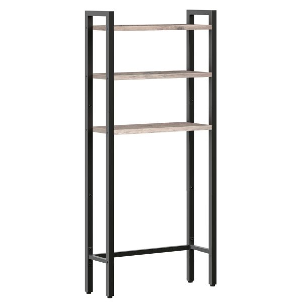 3-Tier Industrial Over-the-Toilet Storage Rack, Grey & Black Multifunctional Bathroom Organizer, Space-Saving Shelving Unit for Bathroom, Easy Assembly