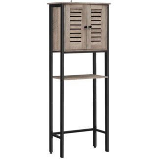 رف تخزين المرحاض, خزانة أكثر من ذلك, توفير مساحة الحمام الصناعية متعددة الوظائف, من السهل التجميع, مستقر, رمادي