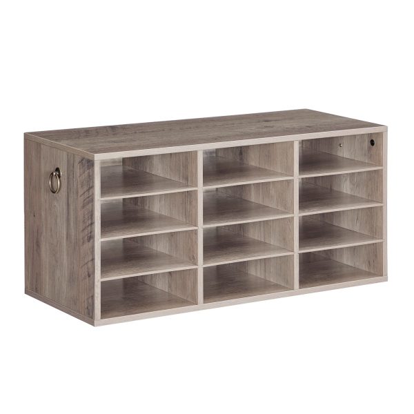 Grey 12-Compartment Wooden Countertop Mail Sorter, Desktop Document Organizer for Office, Domov & Třída