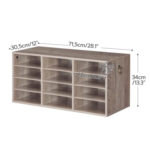 Grey 12-Compartment Wooden Countertop Mail Sorter, Desktop Document Organizer for Office, Domov & Třída