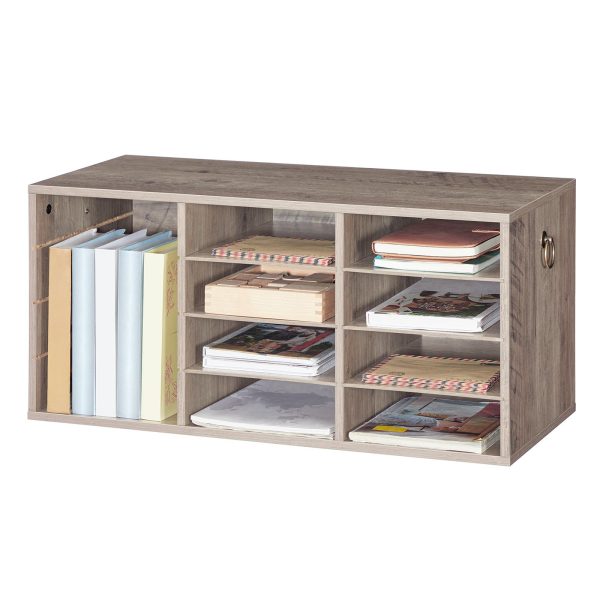 Grey 12-Compartment Wooden Countertop Mail Sorter, Desktop Document Organizer for Office, Domov & Třída