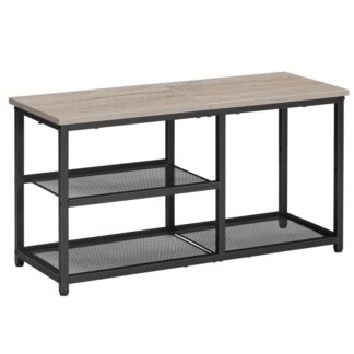 مقعد الأحذية, مقعد المدخل, 3 رف أحذية من الطبقة لمدخل الباب الأمامي, 31.4 بوصة مقعد تخزين الدخول, غرفة نوم, المدخل, غرفة الجلوس, بلكونة صناعية, جريج وأسود