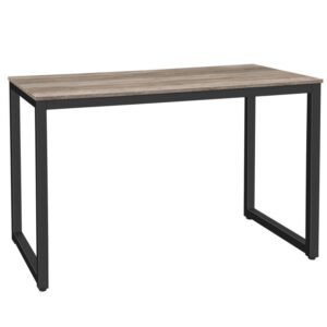 computer desk, home office writing desk, industrial simple style pc laptop study table in living room, bedroom, sturdy metal frame, easy assembly, grey
