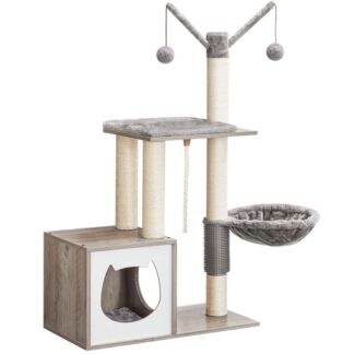 Drzewo kotów dla kotów wewnętrznych, Drewniana wieża kota, Nowoczesne mieszkania kotów dla kotów wewnętrznych, Domy z drzew kot, zmywalna poduszka, Grair