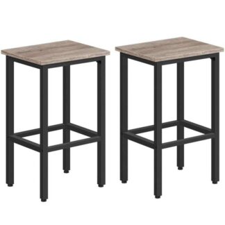 مجموعة البراز من مجموعة من 2, كراسي بار الإفطار, براز خشبي مع إطار معدني, براز المطبخ لجزيرة عداد المطبخ, كراسي بار, لبار حديقة المنزل, الشواء, greige والأسود