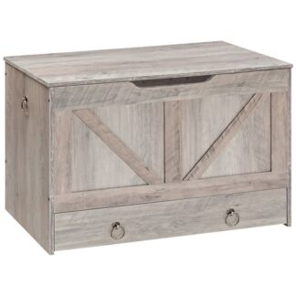 coffre de rangement, Trunk de stockage avec tiroir, banc de rangement en bois, Supports de banc d'entrée robustes 220 kg, banc à chaussures, charnière de sécurité, ouverture en forme de U, assemblage facile, Grille