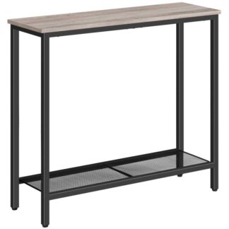 Console Table, Slim Console Table for Hallway, Entryway Table with 2 Shelves, Industrial Display Table, Slim Sofa Table for Living Room, Bedroom, Greige and Black