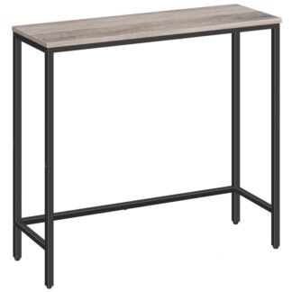 Console Table, Slim Entryway Table for Hallway, Metal Frame, Industrial Compact Display Table, Sofa Table for Small Spaces, Entryway, Living Room, Sturdy, Grey and Black