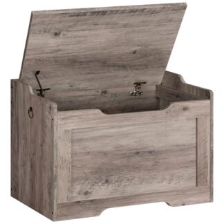 storage chest, storage bench with safety hinge, retro storage organizer, with 60 cm storage trunk, enclosure on top, supports 100 kg, entryway shoe bench, easy assembly, greige