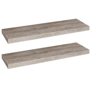 floating shelves, wall shelf set of 2, 31.5 inch hanging shelf with invisible brackets, for bathroom, bedroom, toilet, kitchen, office, living room decor, greige