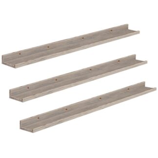 رفوف عائمة, مجموعة رف الجدار من 3, 35.4 بوصة معلقة على الرف مع حافة مرتفعة وأقواس غير مرئية, للحمام, غرفة نوم, مطبخ, مكتب, ديكور غرفة المعيشة, جراير