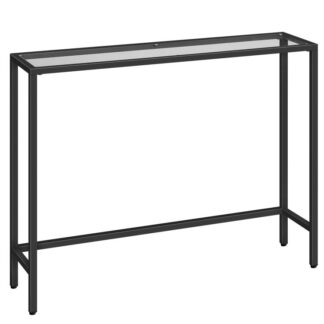 schwarzer Konsolentisch, Tischfischfischsofa, schlanker Flurtisch, Konsolentisch aus Glas, 100 x 22 X 80 cm, Moderner Displaytisch für Wohnzimmer, robust, Metallrahmen, Schwarz