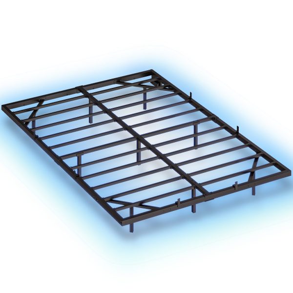 160×200cm Metal Double Bed Frame with LED Lighting and Charging Station, Quiet Stable Guest Bed for Bedroom & Гостевая комната, Легкая сборка, Черный