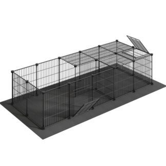 قفص خنزير غينيا مع حصيرة مقاومة للماء, 21 ألواح صغيرة للحيوانية القفص الأرانب القفص, قفص الارنب, قفص الدجاج, روضة الحيوانات الأليفة, سياج داخلي خارجي, 78.7 x 39.4 س 13.8 بوصة, أسود