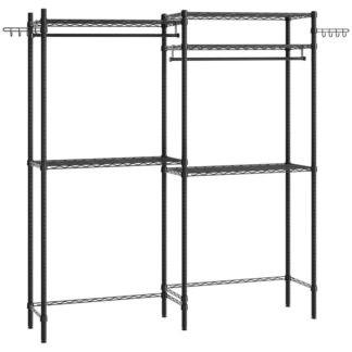 فوق رف تخزين الغسالة والمجفف, 5-رف تجفيف الملابس من الطبقة, رف موفر للمساحة عالي التحمل لتعليق الملابس والمناشف, للحمام, أسود