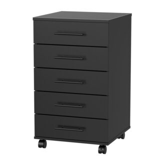 Musta 5-vedetty tiedostokaappi, Office -arkistokaappi laatikoilla, Puinen matkapuhelinkaappi pyörillä, meikkiä, Kotitoimisto, Helppo kokoonpano