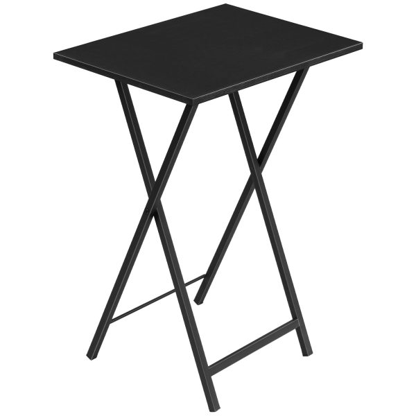 Black Folding TV Tray Table, Stable Snack Table for Small Spaces, Portable Sofa Side Table, Easy to Assemble and Store, Suitable for Snacks and Meals in Living Room