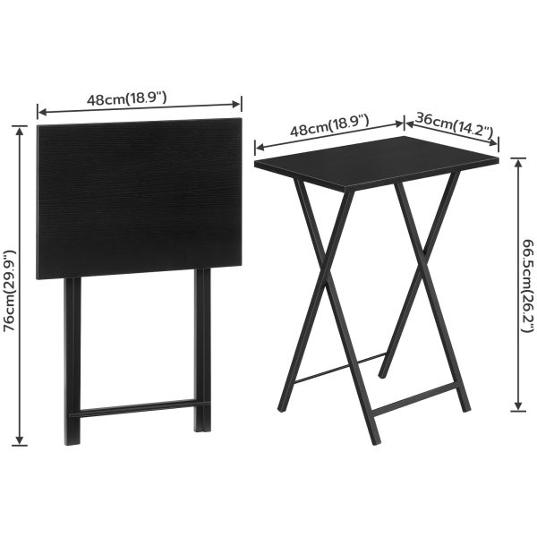 Black Folding TV Tray Table, Stable Snack Table for Small Spaces, Portable Sofa Side Table, Easy to Assemble and Store, Suitable for Snacks and Meals in Living Room