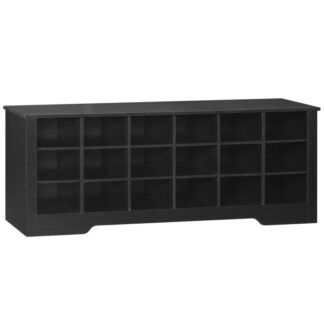 مقعد الأحذية, 18 مقعد تخزين الأحذية من كوبيز, حجرة أحذية متعددة الوظائف, مقعد مدخل طويل, أرفف قابلة للتعديل, لغرفة النوم, غرفة طينية, المدخل, خزانة, أسود