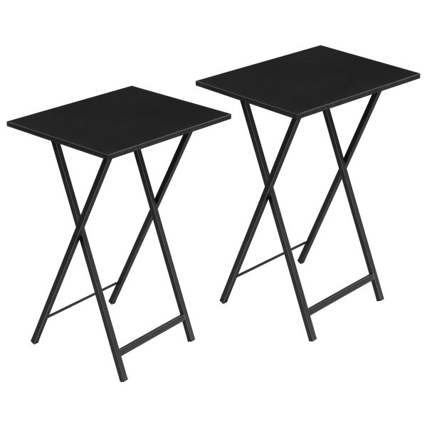Folding TV Tray Tables (Set of 2), Industrial-Style Side Tables for Small Spaces, Multi-Functional Snack Tables with Stable Metal Frame, Space-Saving & Easy Assembly, Black Finish
