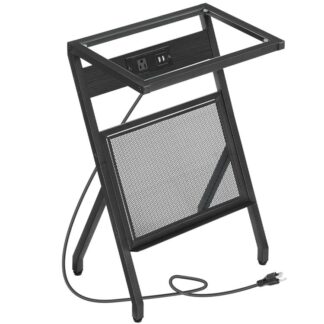 Столик, Z-образный столик с зарядной станцией, Современный столик для телевизора с полкой для журналов, Небольшой журнальный столик из закаленного стекла для небольшого пространства, Спальня, Офис, Гостиная, Черный