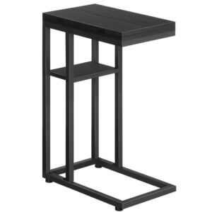foldable end table, c shaped side table with storage shelf, small snack table suitable for living room bedroom small spaces, easy assembly, black